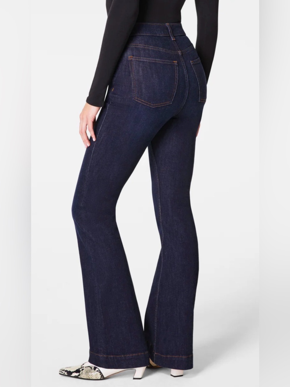 SPANX Denim $168 Flare Jeans Size 4 31.5" inseam - Picture 2 of 8